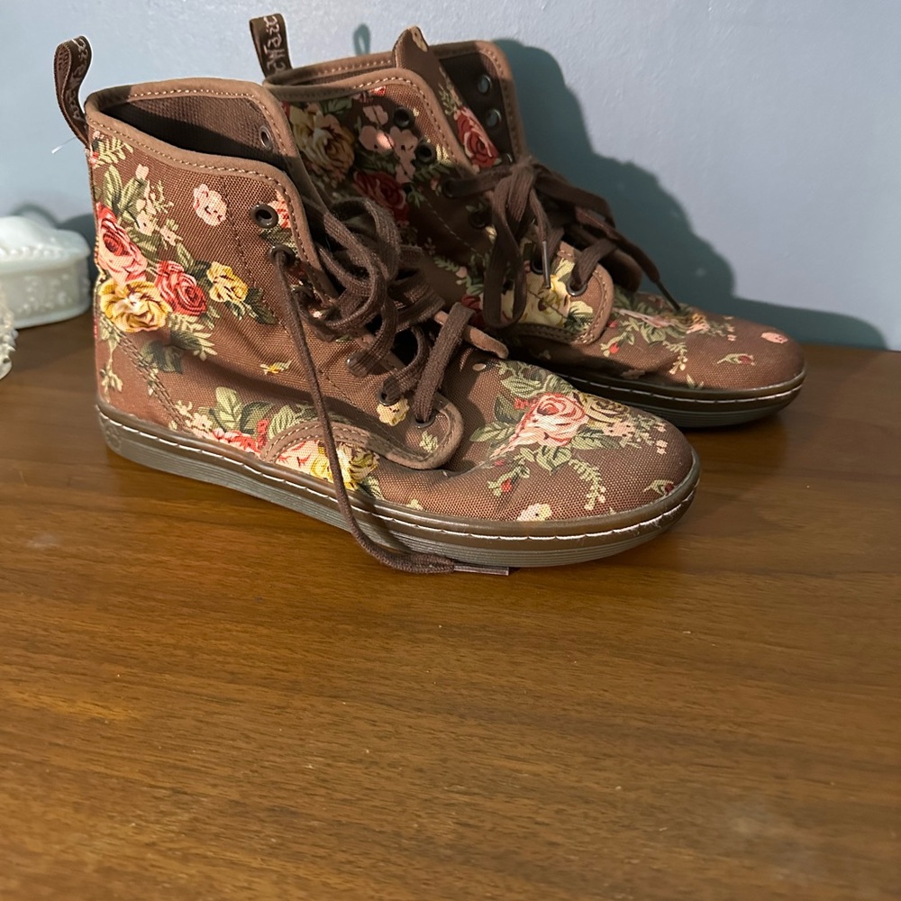 Dr. Martens Brown Floral Lace Up Boots
